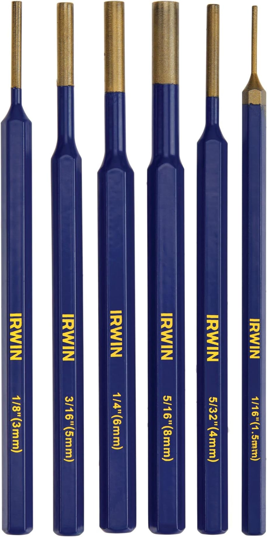 IRWIN Punch Set, 6-Pack with Various Sizes, Tempered for Durability (IRHT82531)