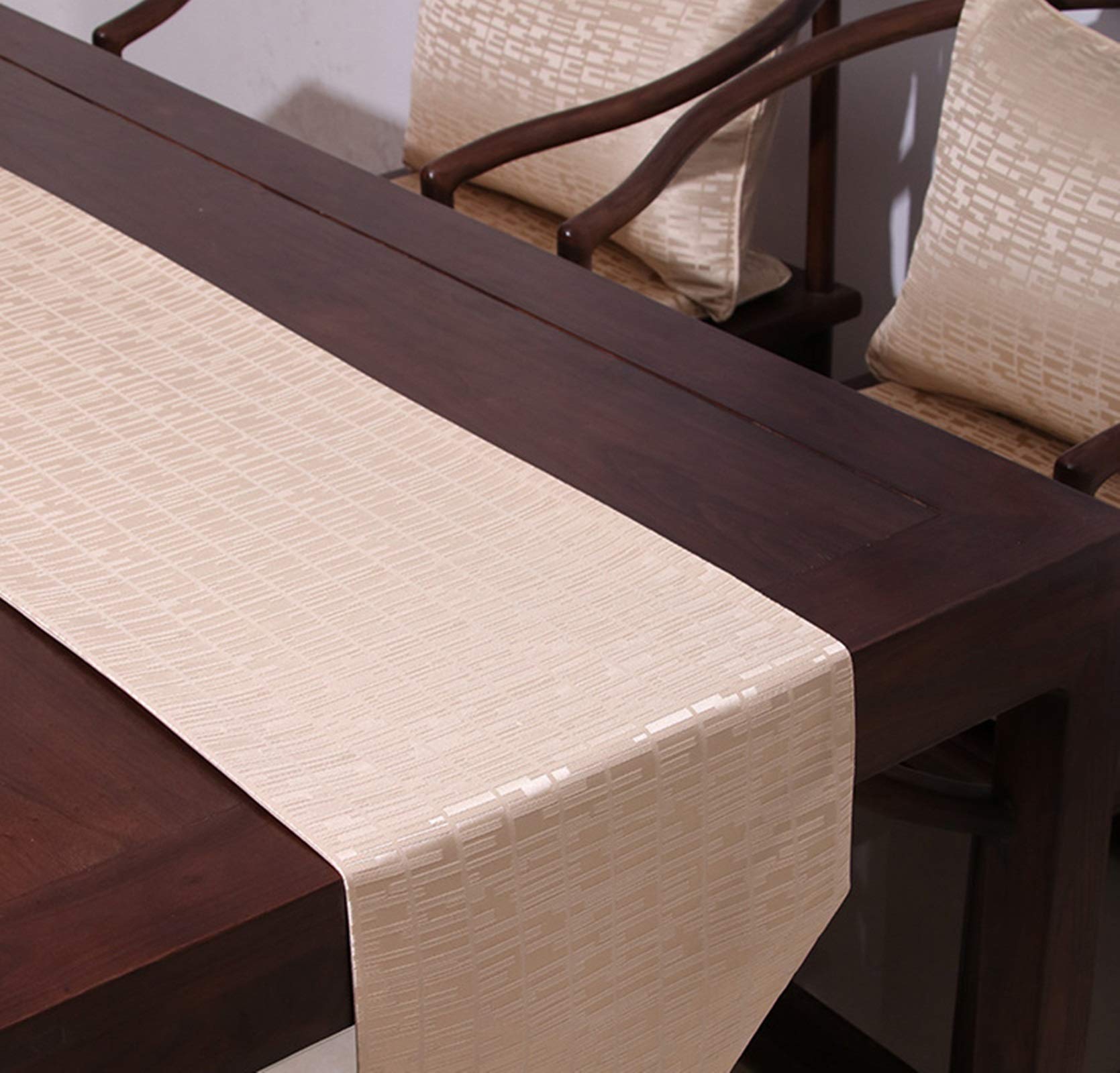Eleganter Tischläufer Modern, Polyester Tischläufer Abwaschbar Weihnachtlicher Tischläufer Wohnzimmer Modern Leichter Luxusstil Beige 33x210CM