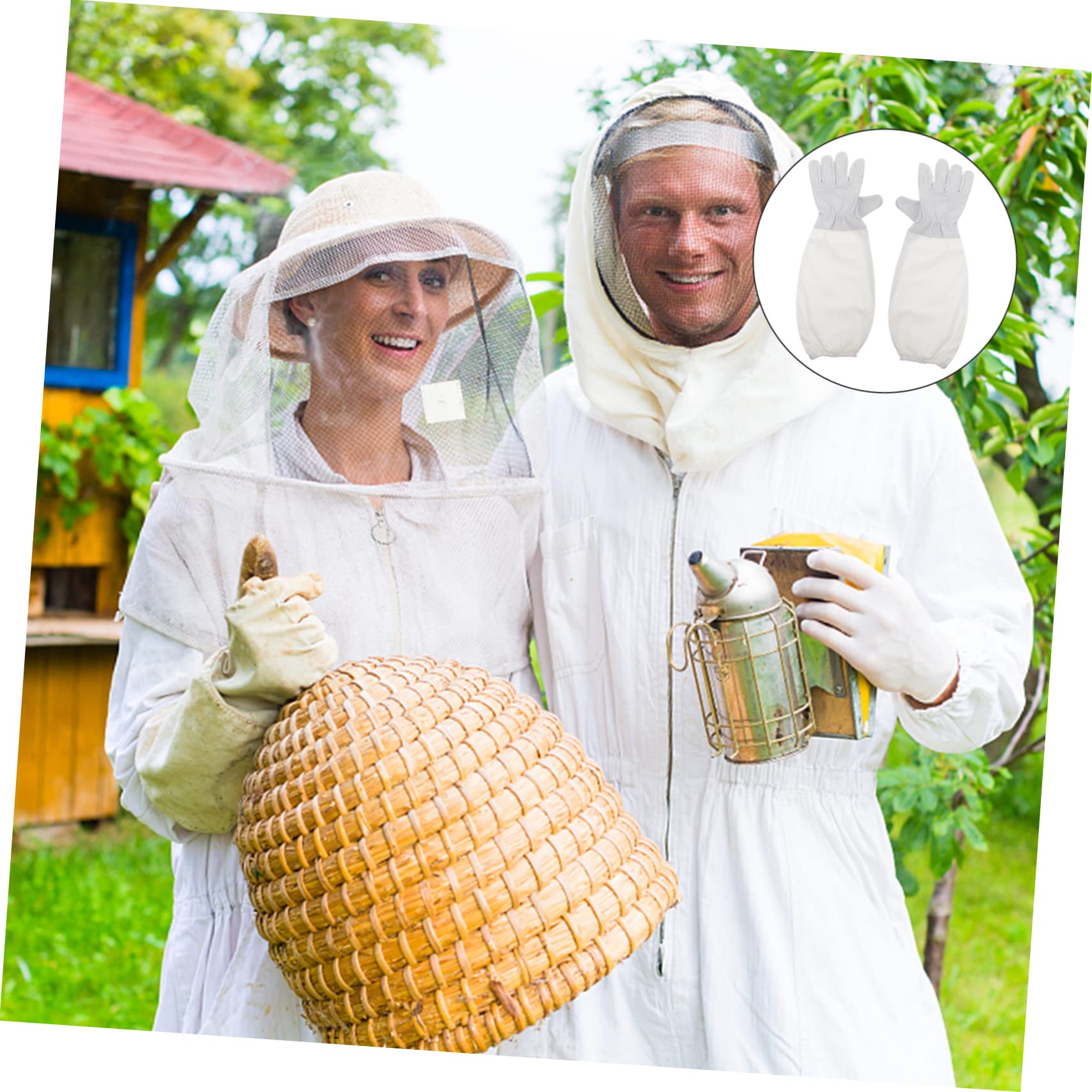 UKCOCO 3 Pares Guantes de Apicultura Resistentes al Guantes Largos de Seguridad para Apicultores Protección Eficaz contra y Abejas Profesional y Duradero