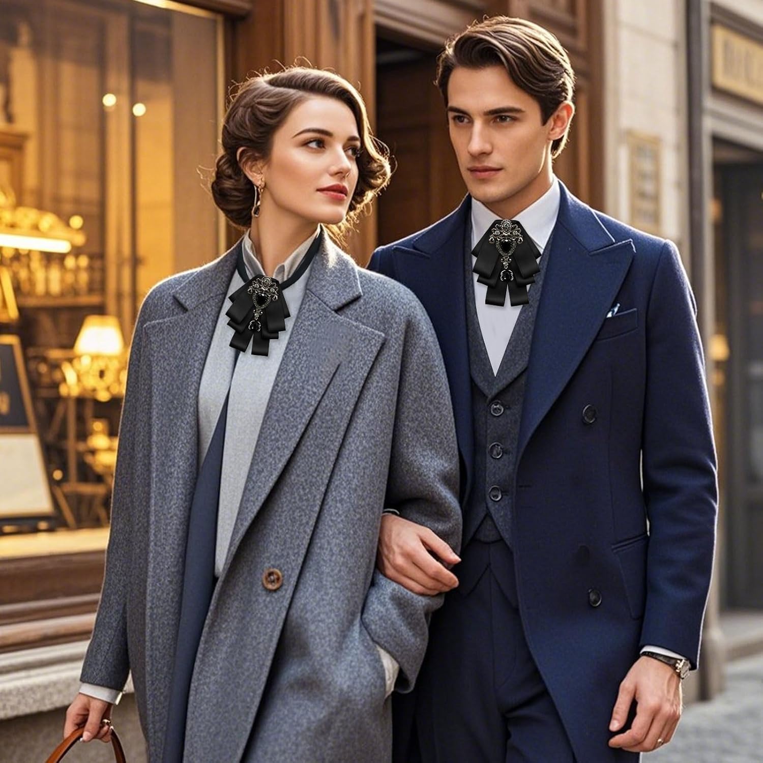 Bow Ties for Men Women, Womens Bow Tie Adjustable Pre-Tied Rhinestone Bowties Men for Suit Tuxedo Vest Shirt Uniform - Image 2