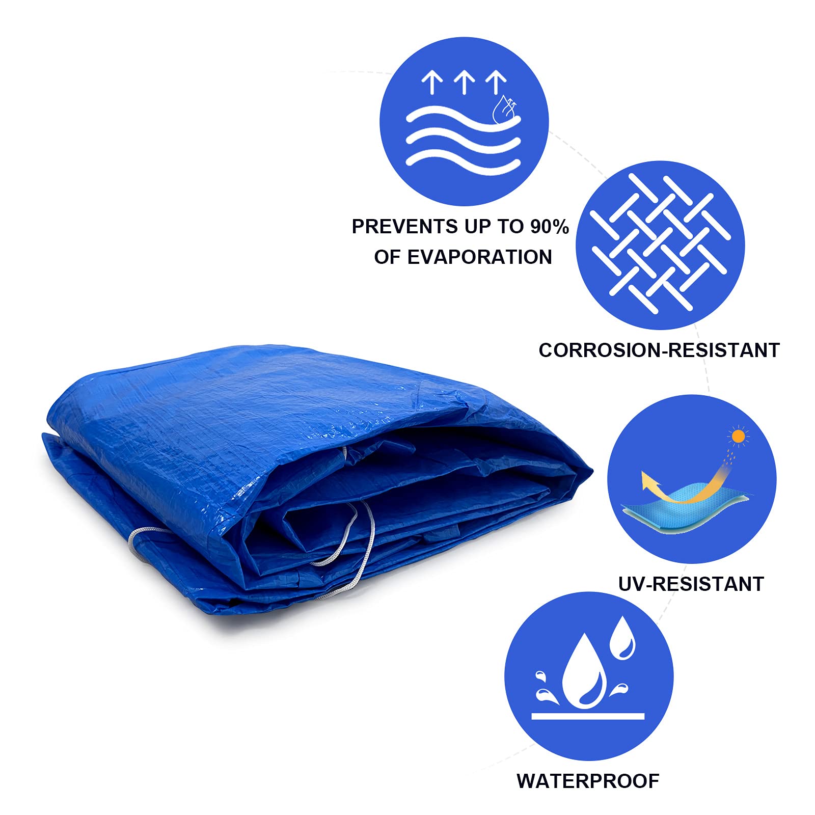 NA Rectangular Pool Cover - Poolabdeckplane - 304 x 205 cm - Für Frame Swimming Pool Abdeckplane Plane Schutzplane Winddicht Regenfest Staubdicht