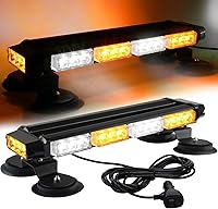 ASPL 16.8" Amber/White LED Strobe Light Bar - 26 Flash Modes, Magnetic Base, IP67 Waterproof Emergency Beacon for Trucks Cars Trailers