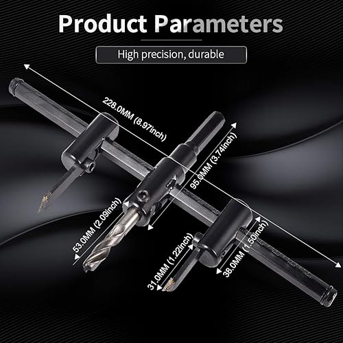 Miniatura 2 de KATUR Kit de sierra de corte circular ajustable de 1.181 in a 7.874 in, broca de yeso para madera, corte redondo, agujero giratorio para