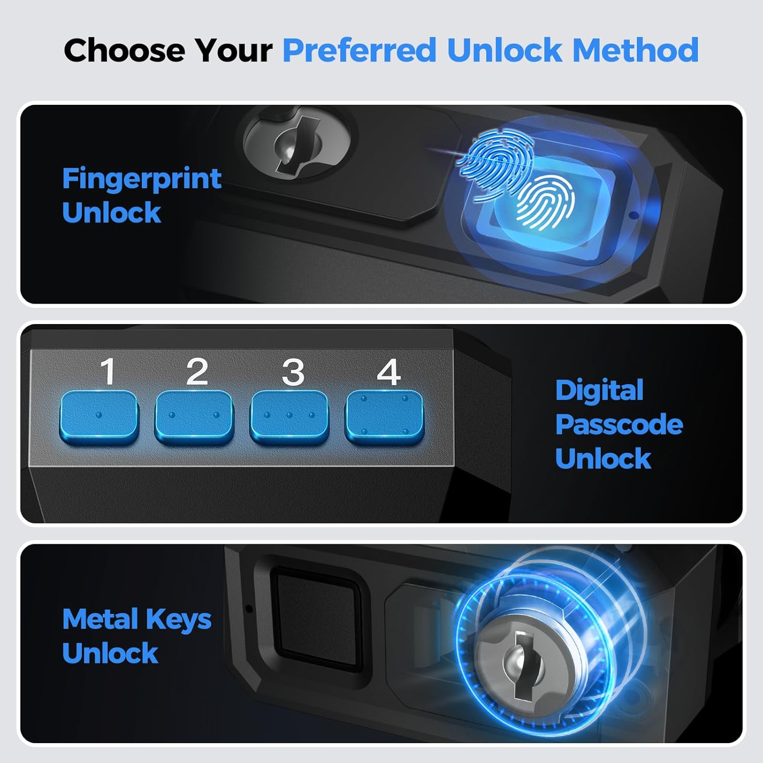 AINIRO Biometric Gun Trigger Lock - Quick Release Rifle Lock with Metal Gun Rack for Wall Store Shotguns, Rifles, Handguns, Portable & Fixed Options for Secure Storage, Valentines Day Gifts for Men