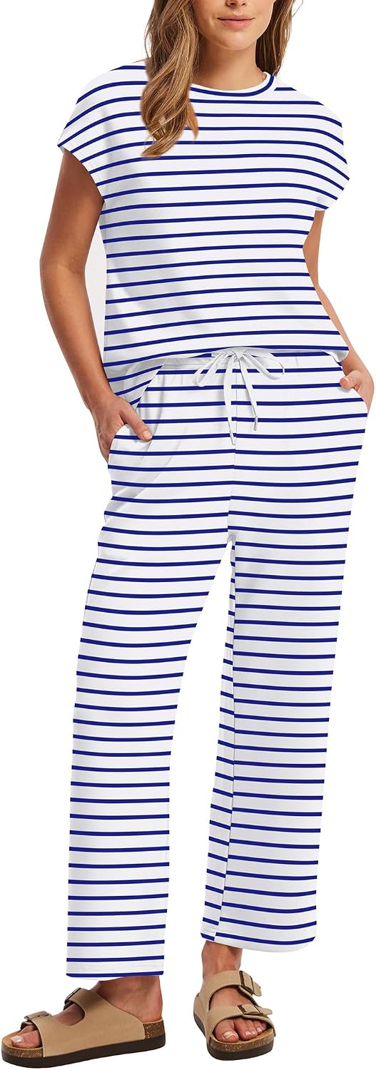 Sampeel Two Piece Sets for Women Summer Vacation Outfits Cap Sleeve Tops Lounge Matching Sets Clothing Beach Fashion Clothes image 2