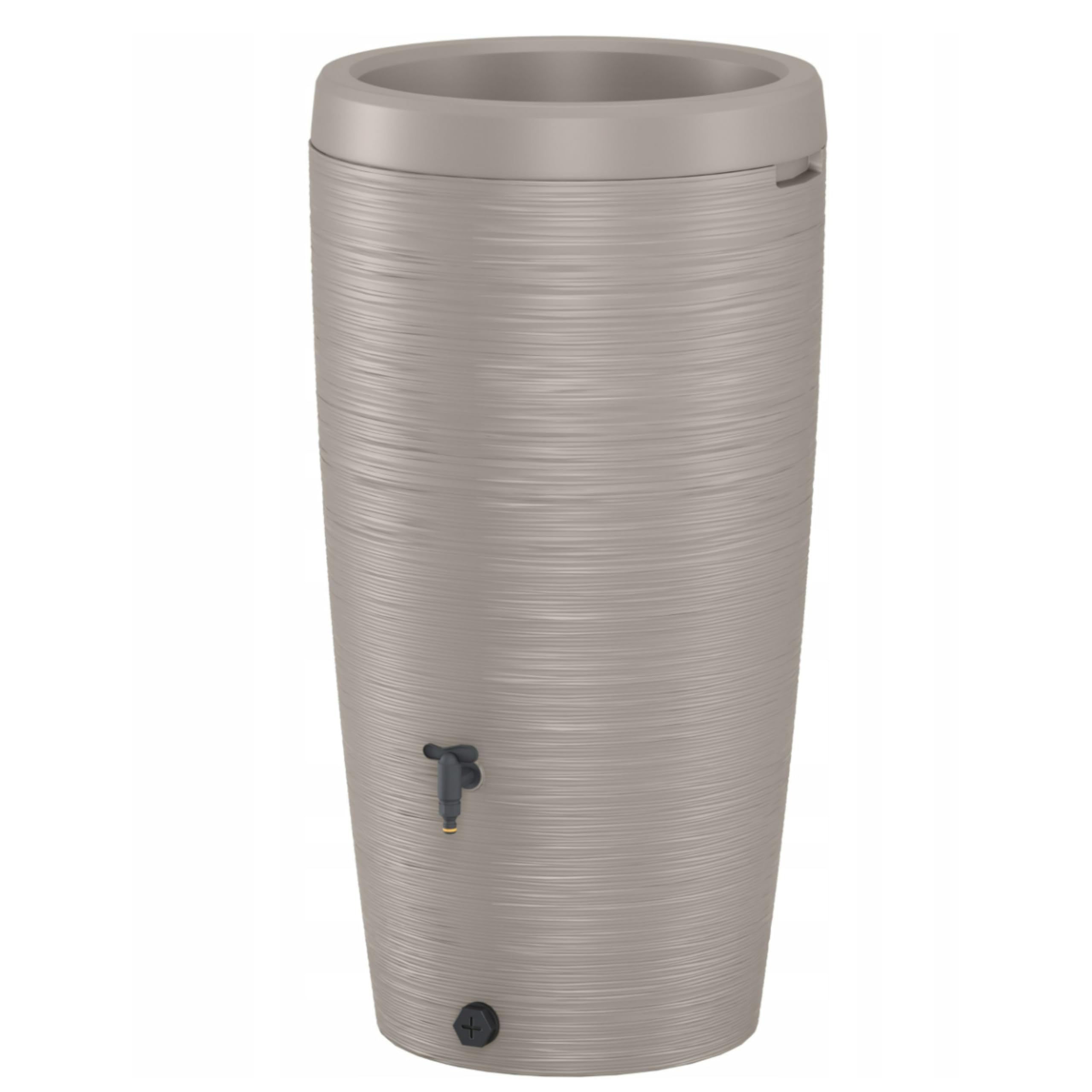 B2c Light Grey Rainwater Tank Water Butt Plastic Rain Collector Container 240L + Connection Kit With Flower Insert Garden Irrigation Cistern Barrel Tap + Connectors (Light Grey)