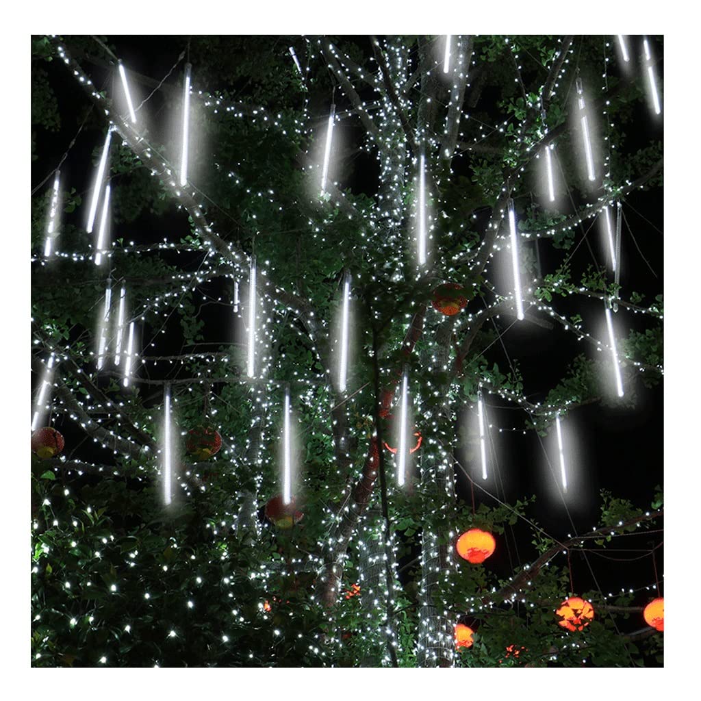 Luci fatate, luci di Corde GUIDATO Meteor Shower Light Tube, Adatto for L'Albero di Natale Festa di Nozze Decorazione della casa Bianco (Dimensione : C)