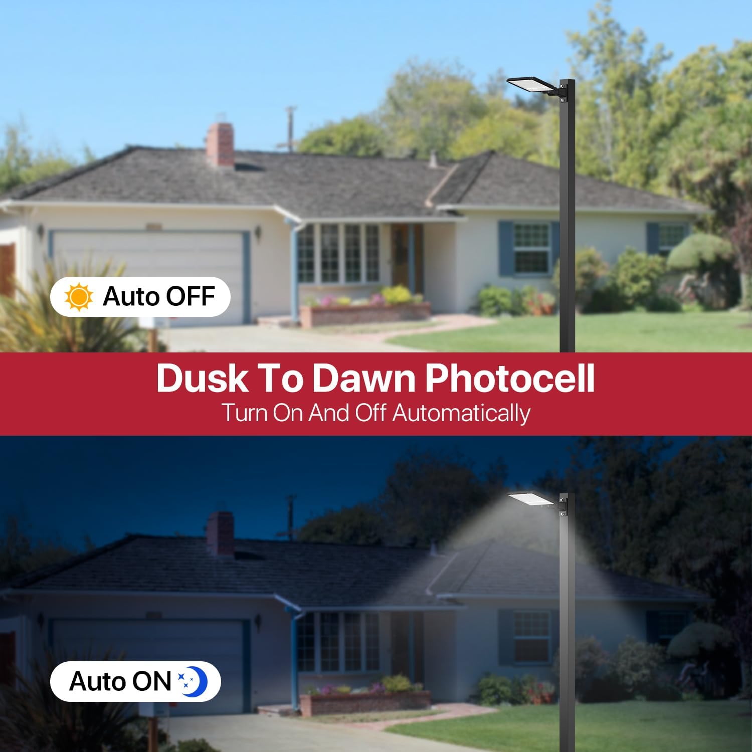 Kifflux 200W Led Parking Lot Light with Dusk to Dawn Photocell Adjustable Arm Mount 24000LM Flood Lights 120V 5000K IP65 Waterproof Shoebox Street Commercial Lighting for Yard, Warehouse, Barn