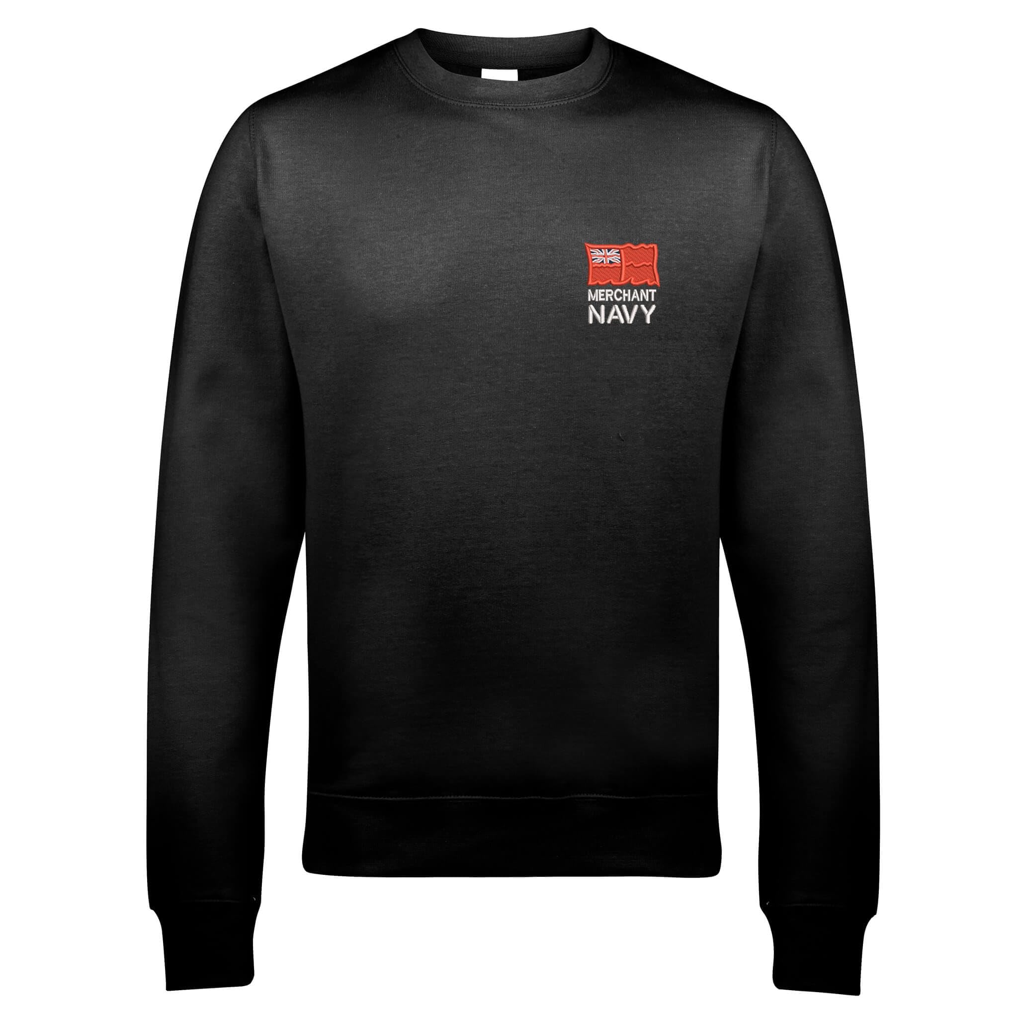 The Military Store Merchant Navy Embroidered Sweatshirt, Black, 2X Large