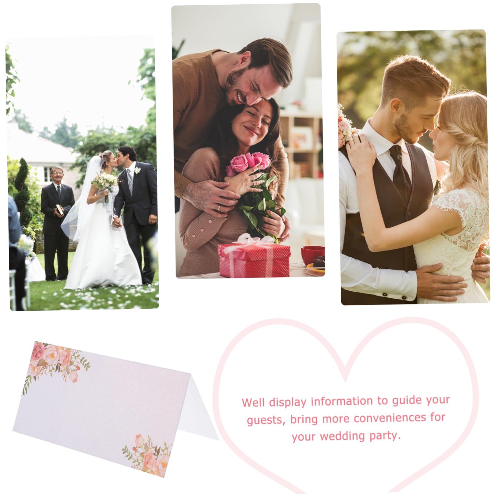 STOBAZA 3 Sätze Hochzeit Tischkarten Mit Blumenmotiven Beschreibbare Platzkarten Für Hochzeitsdeko Und Feiern Für Rustikale Hochzeiten Und Partys 50 Stück * 3