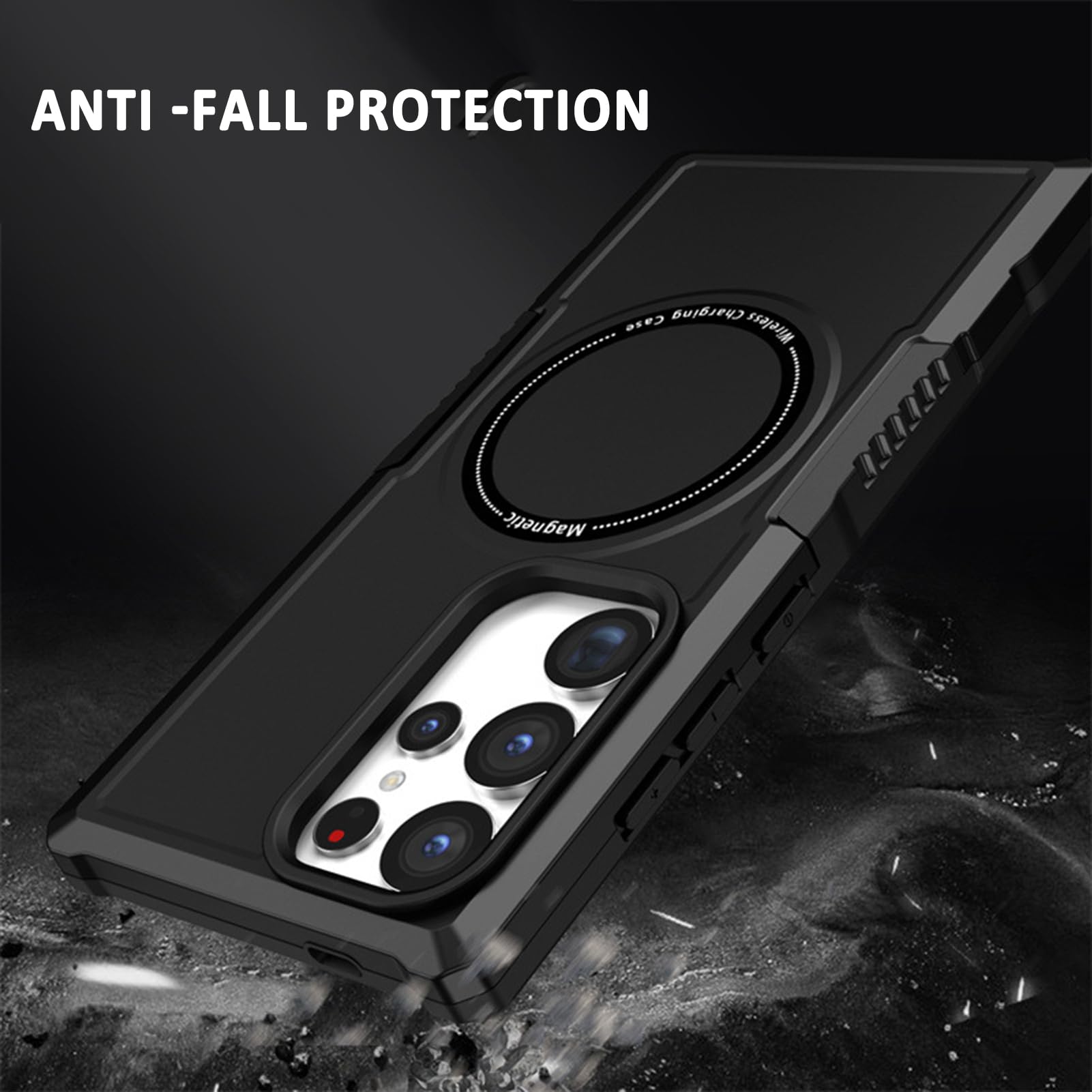 LXURY Magnetyczne etui do Samsung Galaxy S24 Ultra/S24 Plus/S24, odporne na wstrząsy etui na telefon klasy wojskowej, obsługuje bezprzewodowe ładowanie obiektywu, niebieskie, S24 Ultra
