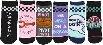 Hyp Friends TV Show Checkered Top Pattern Juniors / Women 6 Pack Ankle Socks