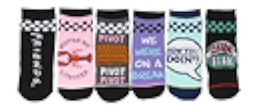 Hyp Friends TV Show Checkered Top Pattern Juniors/Womens 6 Pack Ankle Socks