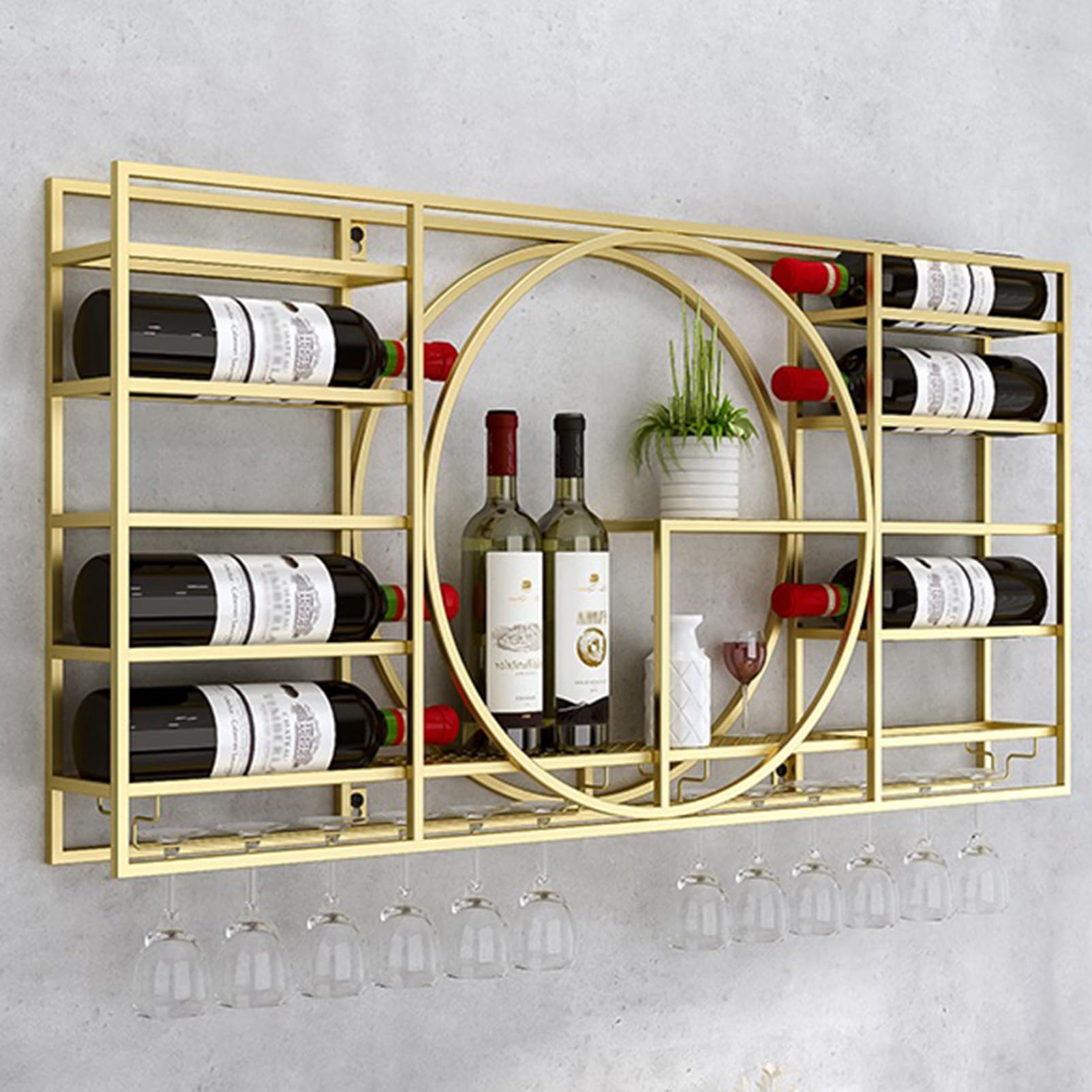 Amazon｜吊り下げ式工業用ラウンドワインラック、アイアンディスプレイ