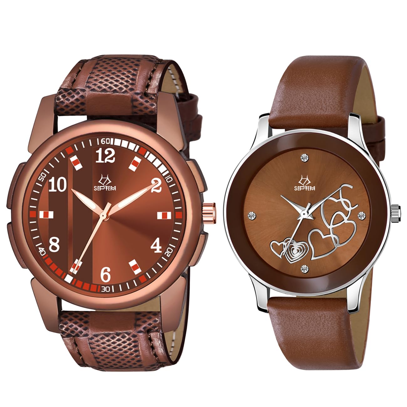 Septem Combo Set of 2 Stylish Brown Dial Couple watches Analog Wrist Watch for Unisex (B0CRB7VQZF) Amazon Price History, Amazon Price Tracker