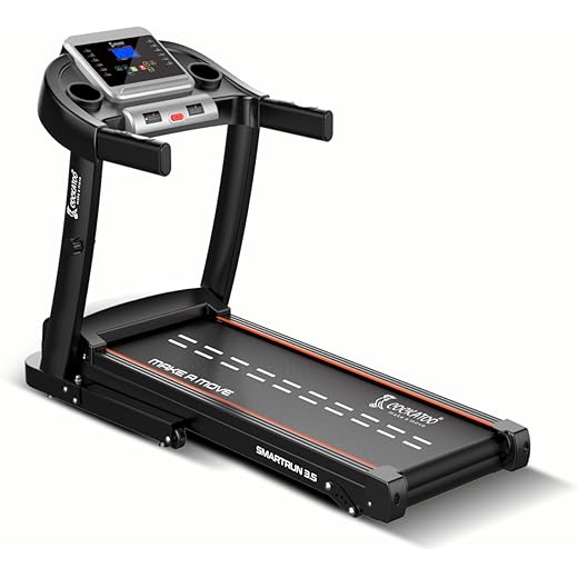 Cockatoo SmartRun3.5 3.5HP Peak DC Motorized Treadmill for Home, with 3 Level Manual Incline, Max Speed 14 Km/Hr, Max User Weight 120Kg,(DIY Installation)