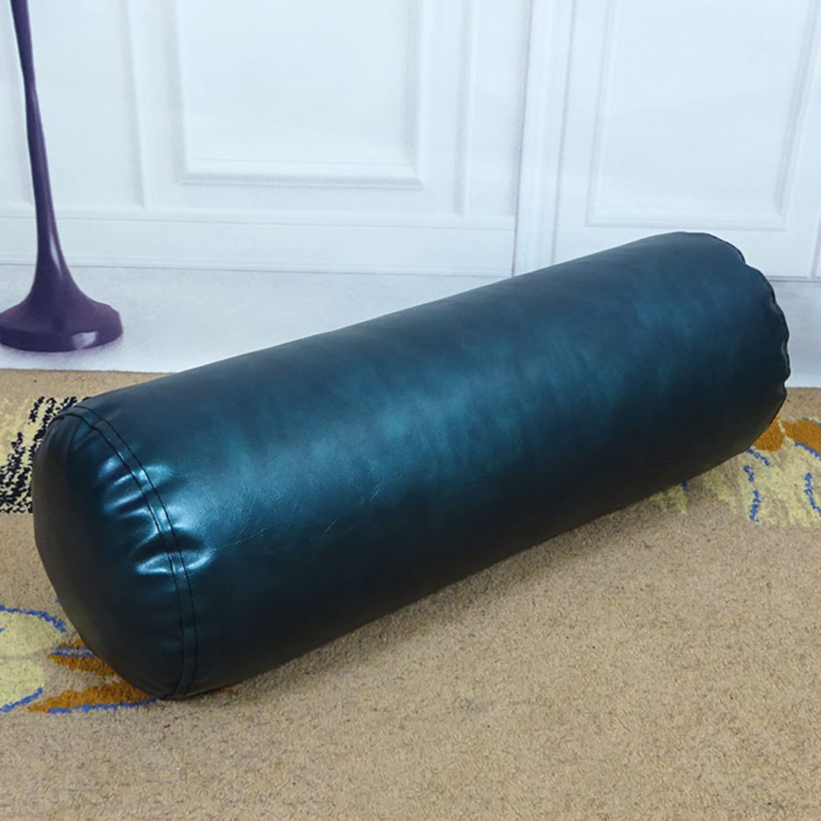 Oreiller cervical – Traversin imperméable en cuir synthétique à col rond | Coussin de soutien parfait pour la taille, le dos et les pieds | Cylindre long rouleau avec housse amovible