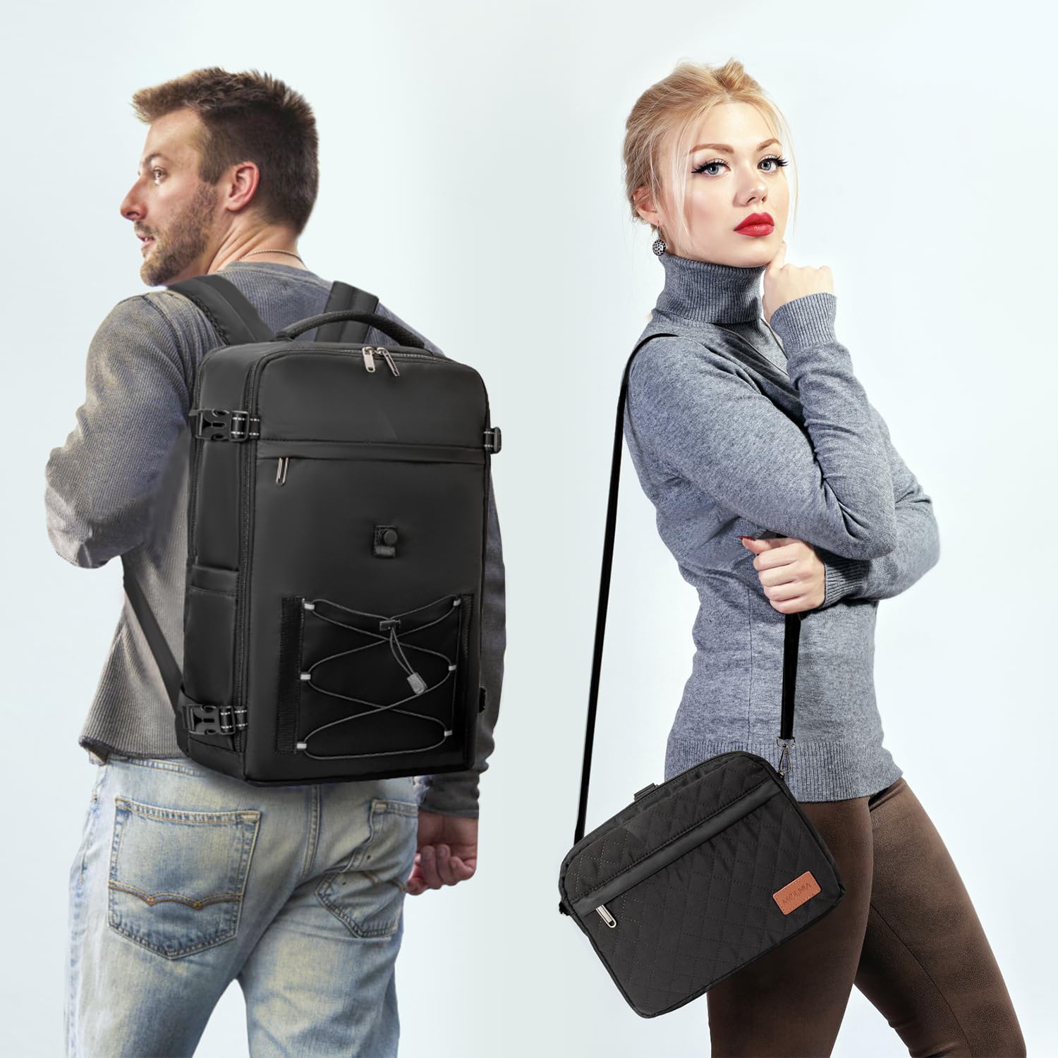 Grande zaino da viaggio per donne e uomini, zaino da portare a mano, bagaglio da volo, impermeabile, sportivo, casual