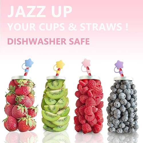 Miniatura 10 de YAYAYOUNG 6 fundas de paja con diseño de flores bonitas compatibles con vasos Stanley de 30 y 40 onzas, reutilizables, bonitas puntas de popote de