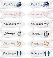 Vista 3 de Letreros de flecha en blanco con estacas, paquete de 3 letreros direccionales de boda de 17 x 6 pulgadas con estacas, letreros de flecha de esta