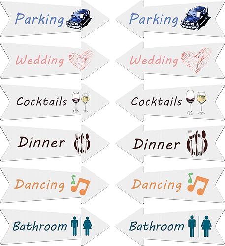 Miniatura 3 de Letreros de flecha en blanco con estacas, paquete de 3 letreros direccionales de boda de 17 x 6 pulgadas con estacas, letreros de flecha de esta