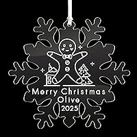 Vista 3 de Bolas de Navidad personalizadas para árbol de Navidad, decoraciones acrílicas de hombre de jengibre, adornos de Navidad, regalo de recuerdo
