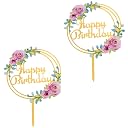 Juzfun Happy Birthday Cake Toppers for Cupcake Decoration Acrylic Round Design for Kids and Adults Celebration Party Celebration Accessory Decor Glossy Finish Reusable Size: 10 cm gallery image