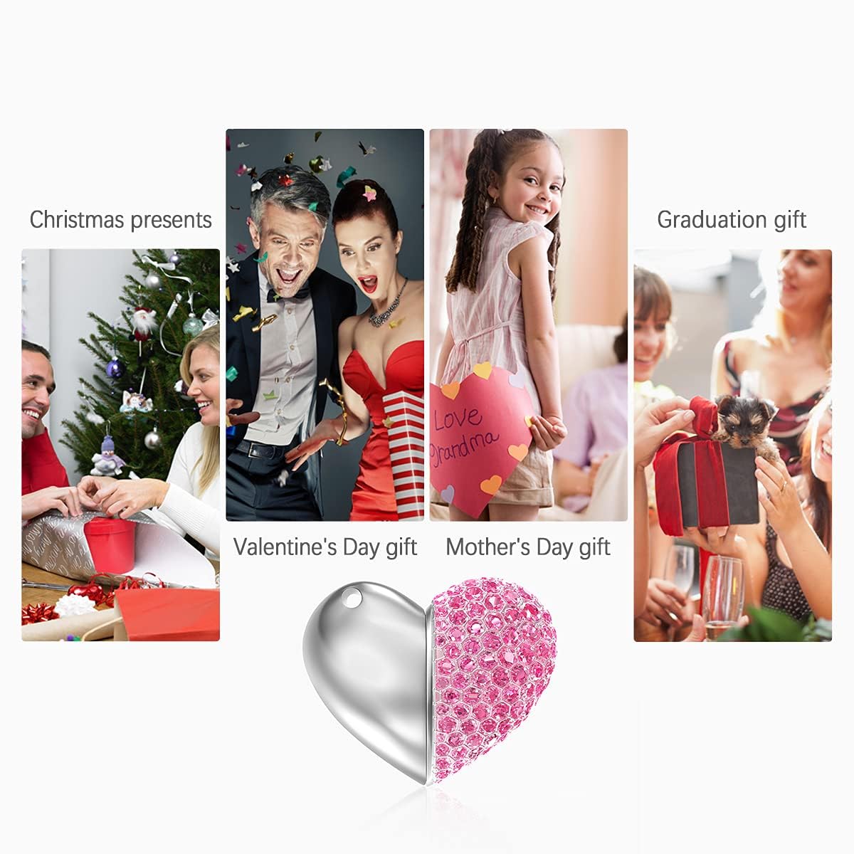 KEXIN Chiavetta USB 64 GB Pendrive USB 2.0 Metallo Premium Cuore USB Flash Drive Pennetta Memoria Flash Thumb Drive Pen Drive Disk Archiviazione Dati per PC Tablet TV Auto Regalo Rosa
