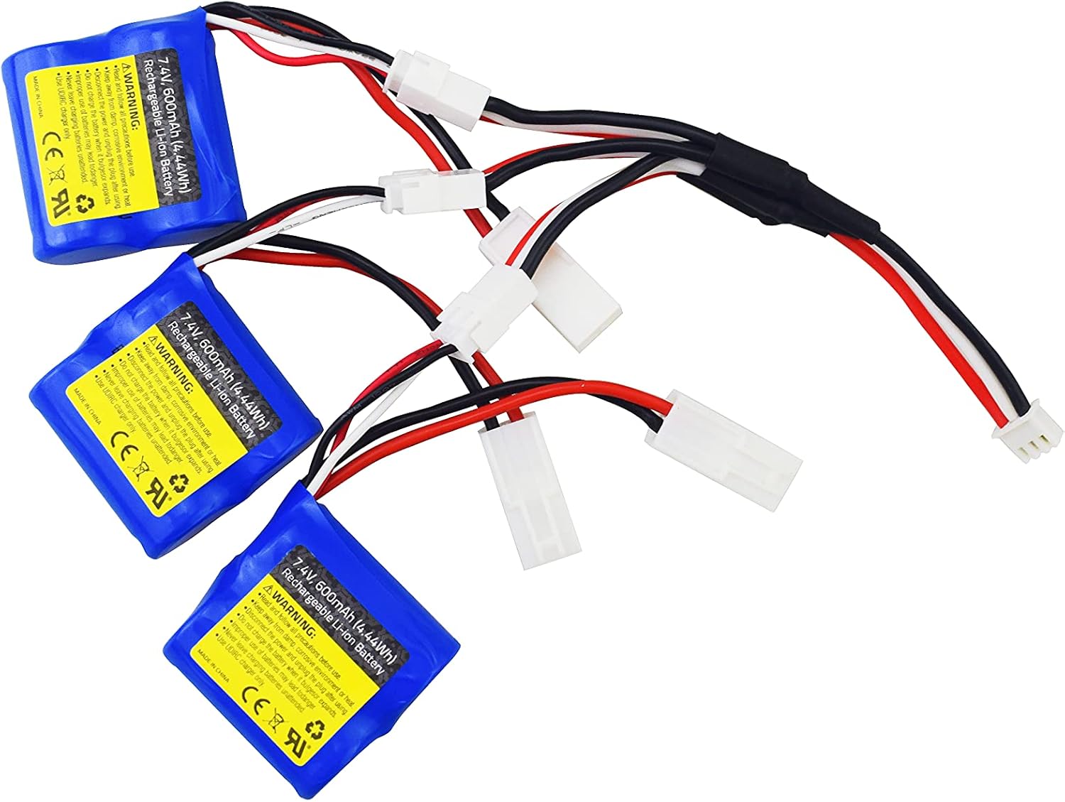 Fytoo 3PCS 7.4V 600mah Lithium Battery with Mini Odamiya Connector 1 Pallet 3 Charging Cable for UDI001 UDI008 UDI020 Charging High-Speed Water-Cooled RC Boat Spare Parts