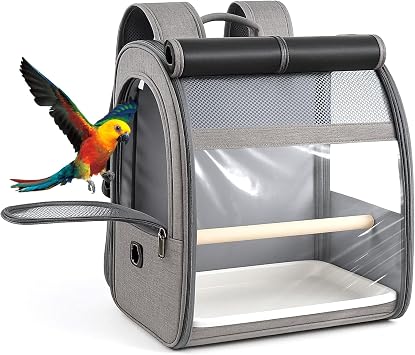 Bird cage backpack Parrot Cage Portable Bird Carrier Backpack with Perch Breathable Mesh Dome Travel Bag for Parrots Small Birds Small Pets Lightweight Travel Backpack