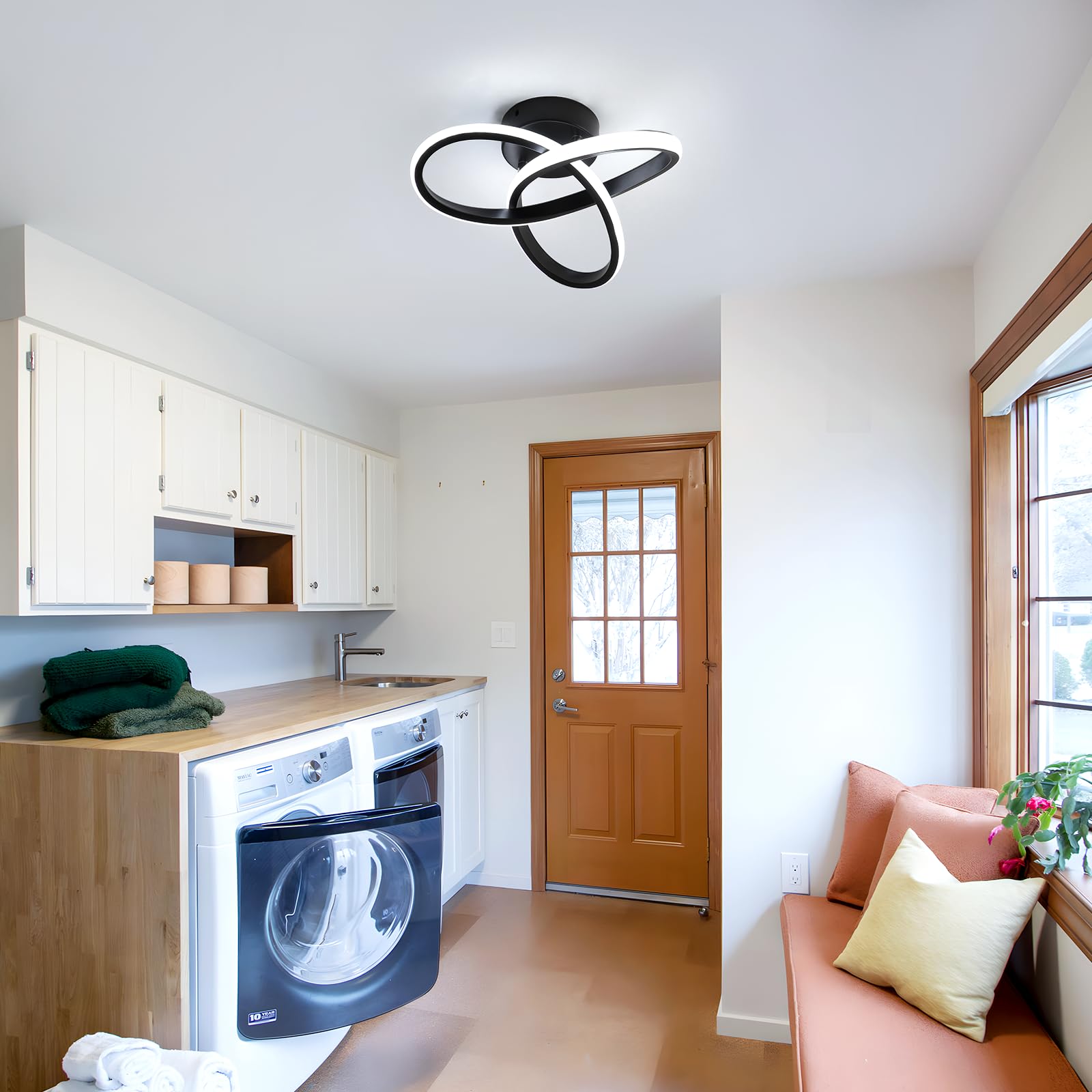 Goeco LED Ceiling Lights, 9.8'' Hallway Modern Spiral Design Flush
