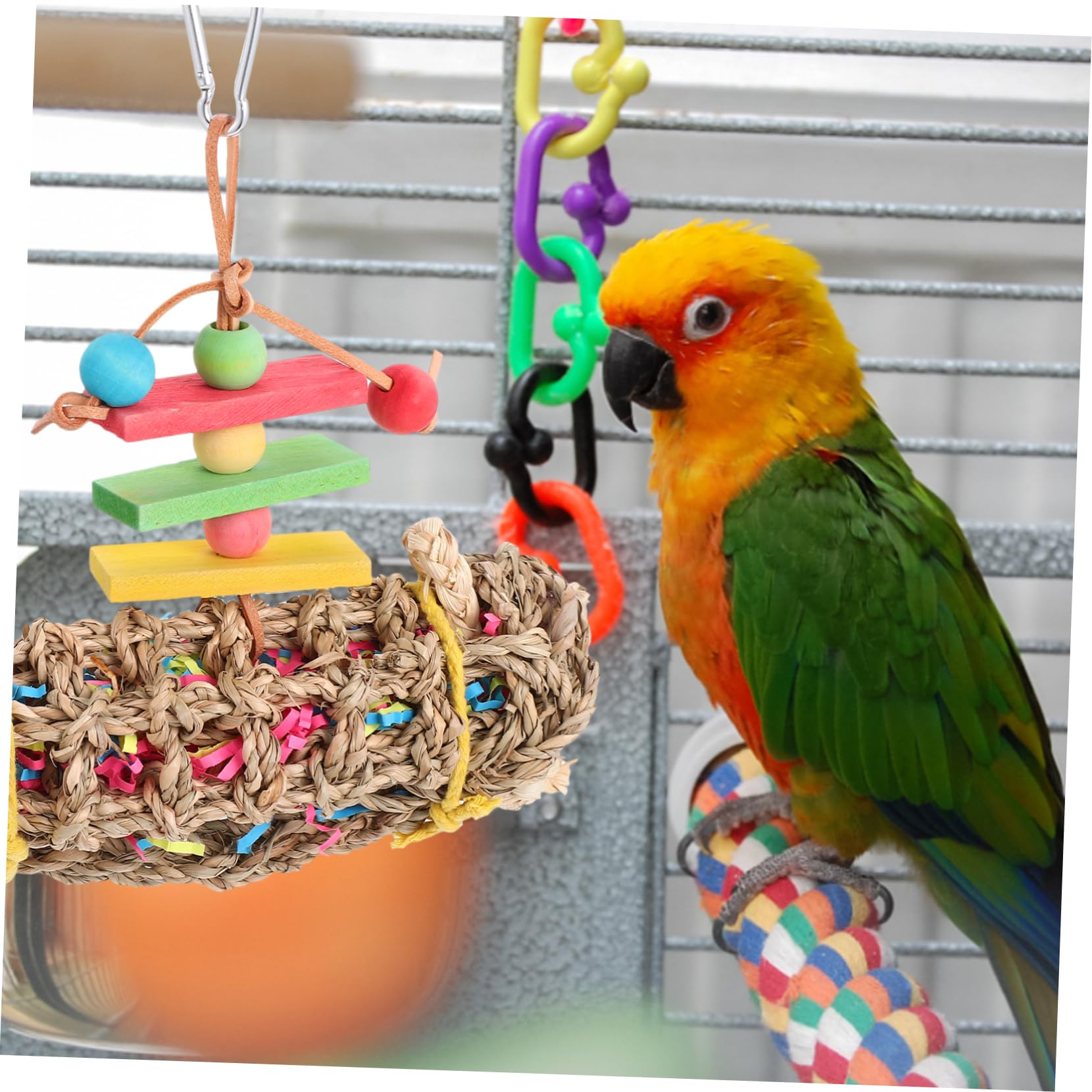 minkissy 3pièces Jouet à Mâcher Suspendu pour Perroquet Accessoire pour Oiseaux Jouet à pour Oiseaux De Compagnie