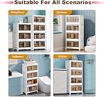 Storage Bins with Lids 5-Tier Plastic Storage Bins, Folding Box with Wheels, Stackable Containers Organizers for Home 49cmx29cmx127cm