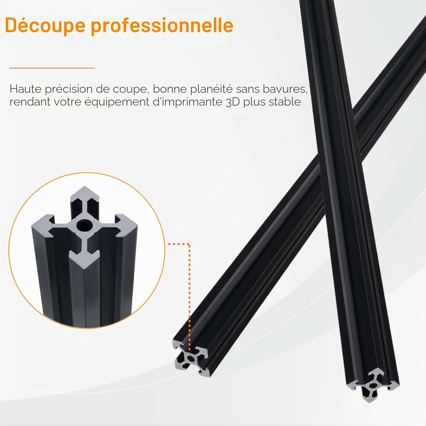 8 pièces 1500 mm Profilé en aluminium Extrusion Rail linéaire Norme européenne 6063-T5 Surface anodisée 20X20 Type V Fente 6,2 mm Profil en aluminium pour imprimante 3D CNC