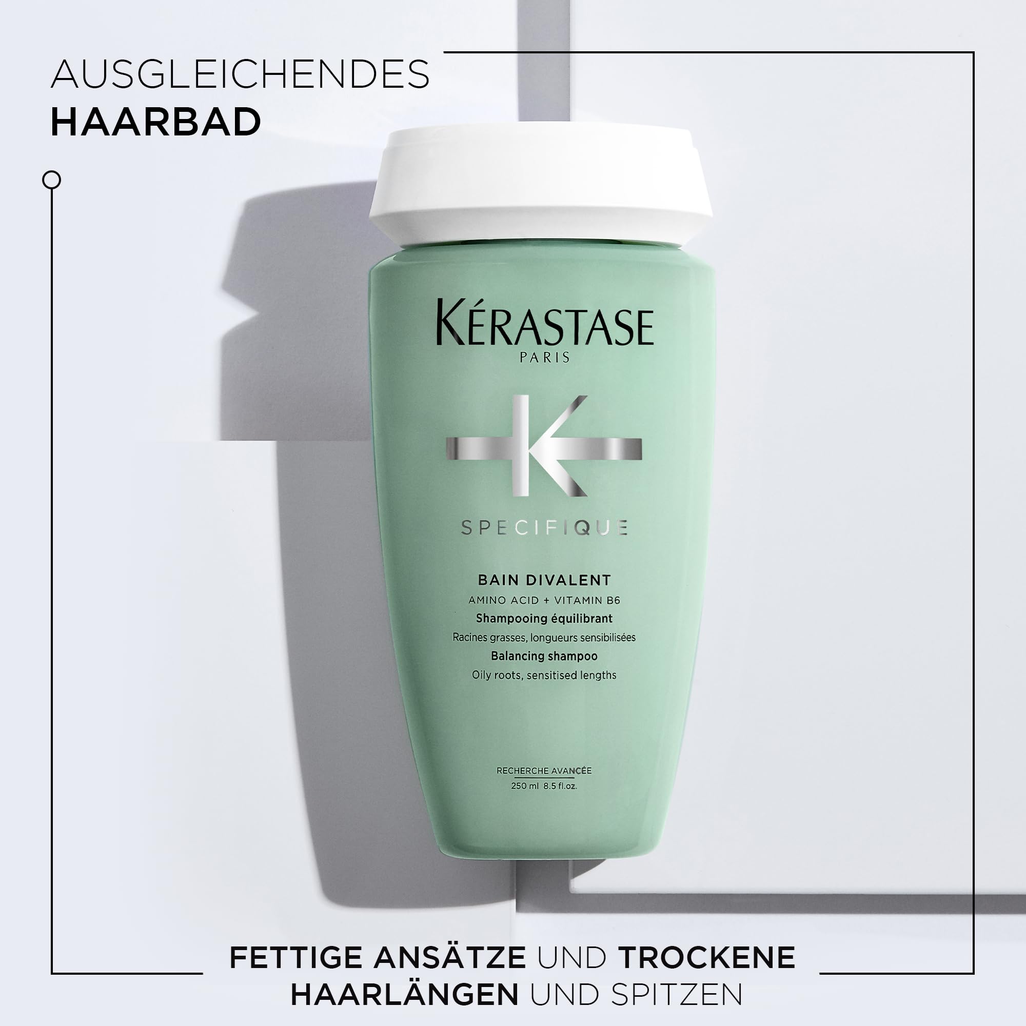 Kérastase Shampoo für fettige Kopfhaut und strapazierte Längen, Ausgleichendes und klärendes Haarbad, Bain Divalent, Spécifique