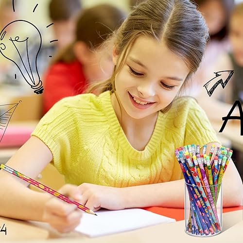 Miniatura 4 de PerKoop 200 lápices inspiradores perfumados a granel, lápiz de grafito con borrador, lápices motivacionales de madera con aroma afrutado para niños,