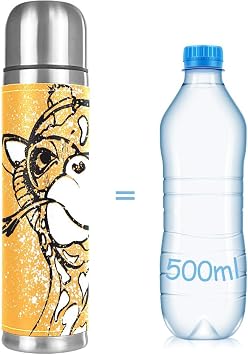 Cool Giraffe Vacuum Flask Bottle Insulated Water Bottle Compact Stainless Steel Coffee Travel Mug 500ml