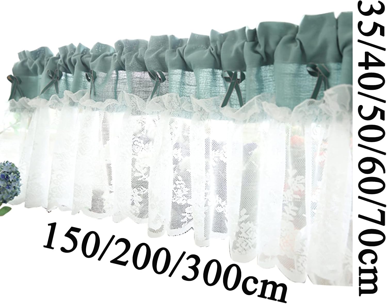 Translucent Kitchen Curtain,Lace Chic Bistro Curtain,Cafe Curtains for Kitchen,Bedroom,Country Style,Tier Curtains Valance,Romantic Short Curtain Window Curtain