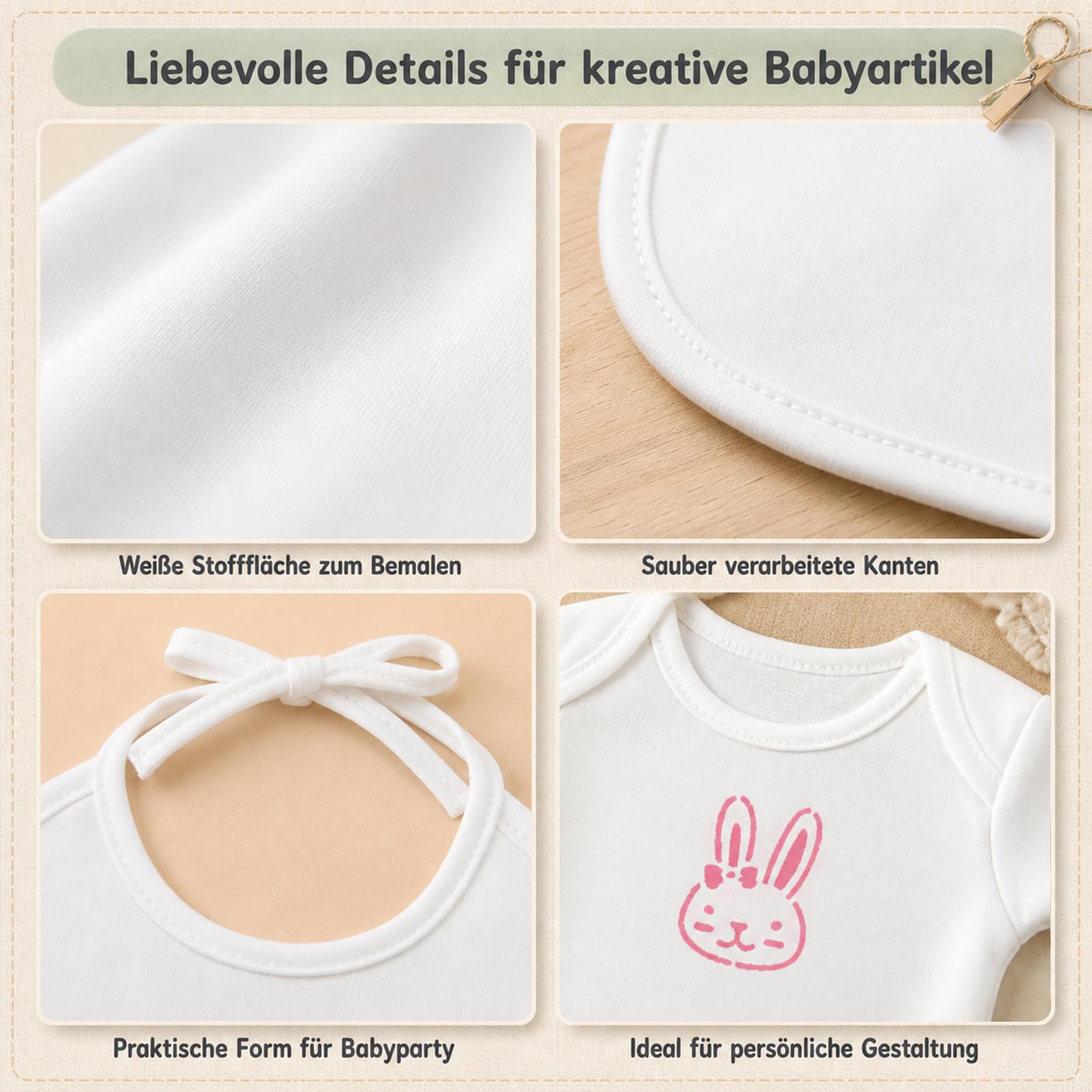 Juego de 81 piezas para baby shower, body para pintar y babero para bebé para pintar blanco, 6 bodys para bebés de 0 a 3 meses, 6 baberos de 24 x 20 cm, 12 lápices textiles, 16 plantillas, juegos de