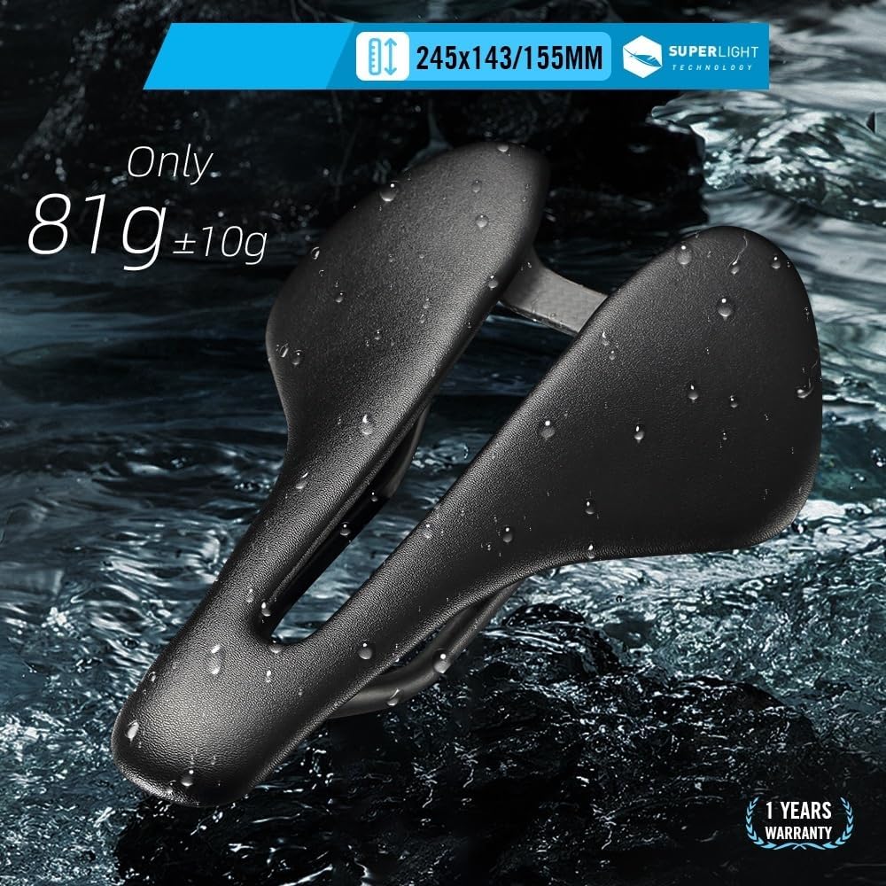 Full Carbon Bicycle Saddle Ultralight 81g/87g Leather Top 7x9mm Carbon Rails 143/155mm for Road MTB Gravel Bike Accessory