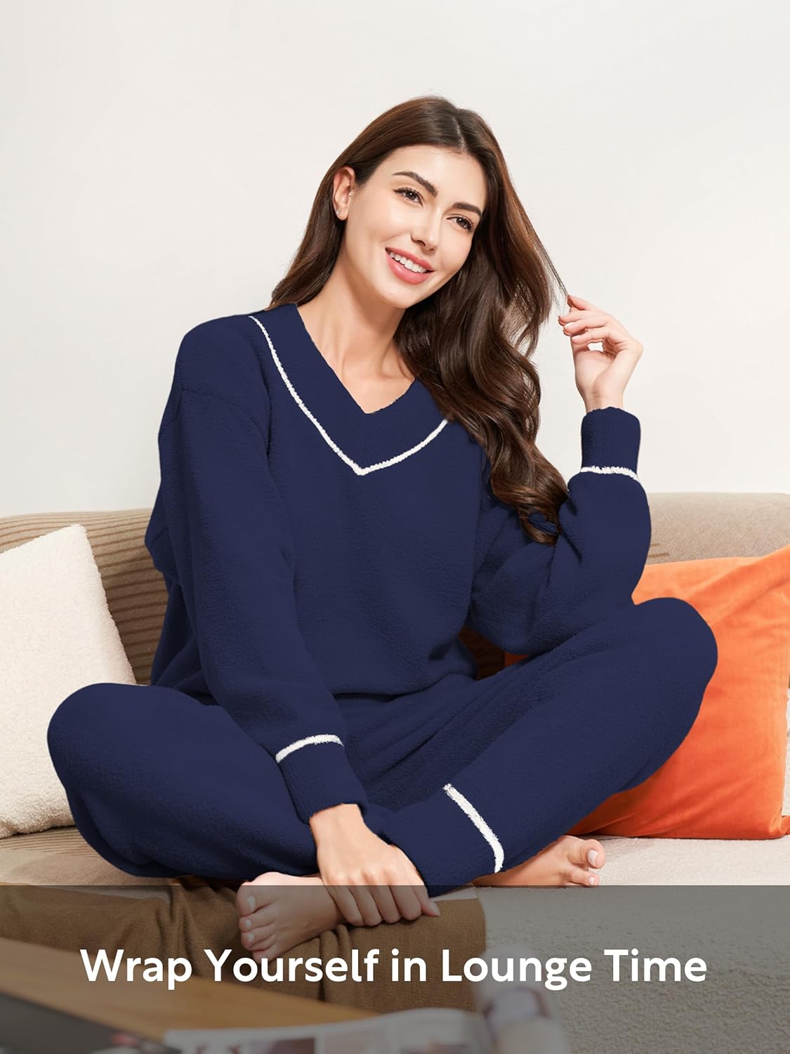 DAVID ARCHY Fleece Pajamas for Women Warm Fuzzy Winter Cozy Soft Comfy Long Sleeve 2 Peices Pj Sets Sleepwear Loungewear - Image 3