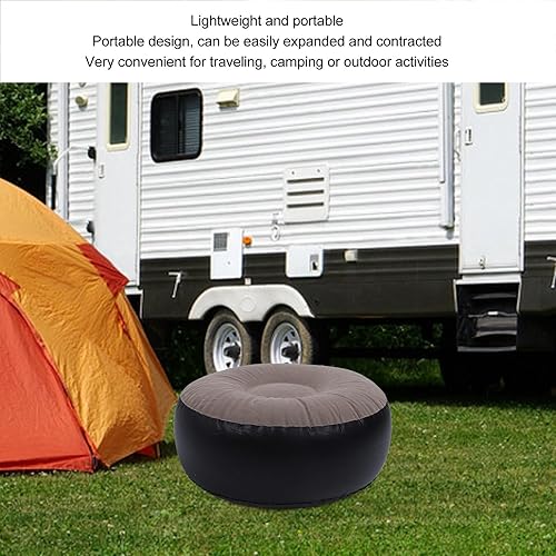 Miniatura 2 de Taburete inflable de flocado, multiusos, portátil, redondo, inflable, otomano, relleno de aire, para viajes, camping, actividades al aire libre