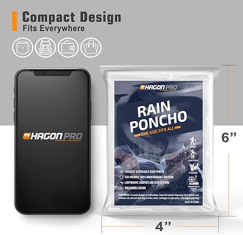 Vista 13 de Hagon PRO - Ponchos de lluvia desechables para adultos (paquete de 5)