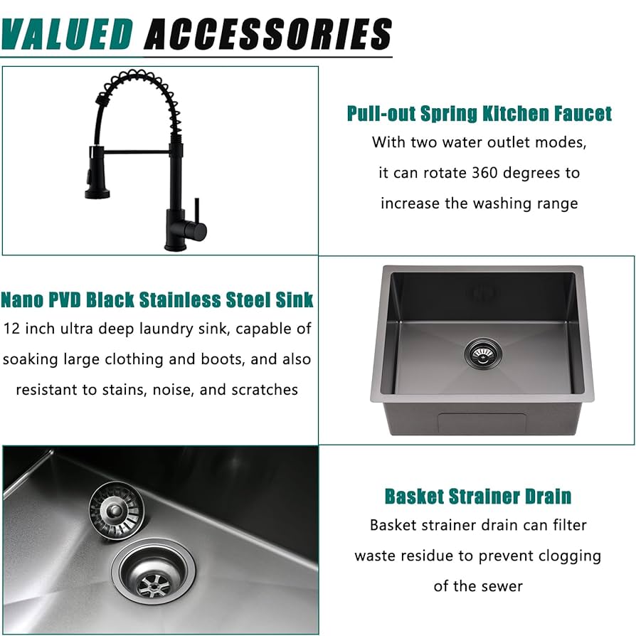 WMXQX Undermount Laundry Utility Sink with Faucet, 23