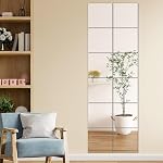 Glass Full Length Wall Mirror Tiles, 12Pcs 14"x12" (35CMx30CM) Home Gym Mirror Tiles, HD Glass Full Body Mirrors for Bedroom, Wall Mounted Mirrors for Gym, Bedroom, Door