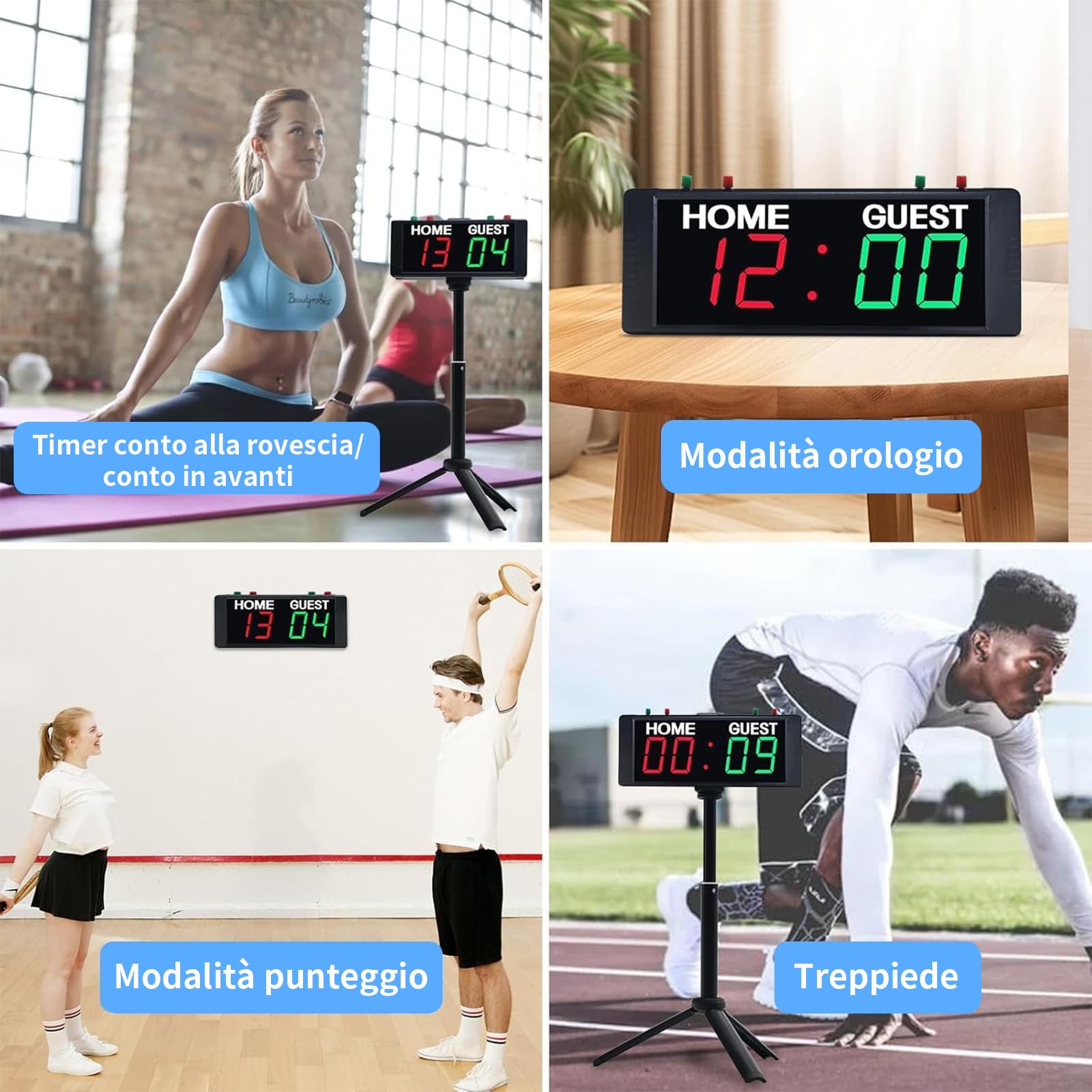Tabellone Segnapunti Digitale, Tabellone Segnapunti Elettronico con Treppiedi per Baseball, Pallavolo Sportivo Indoor e Outdoor