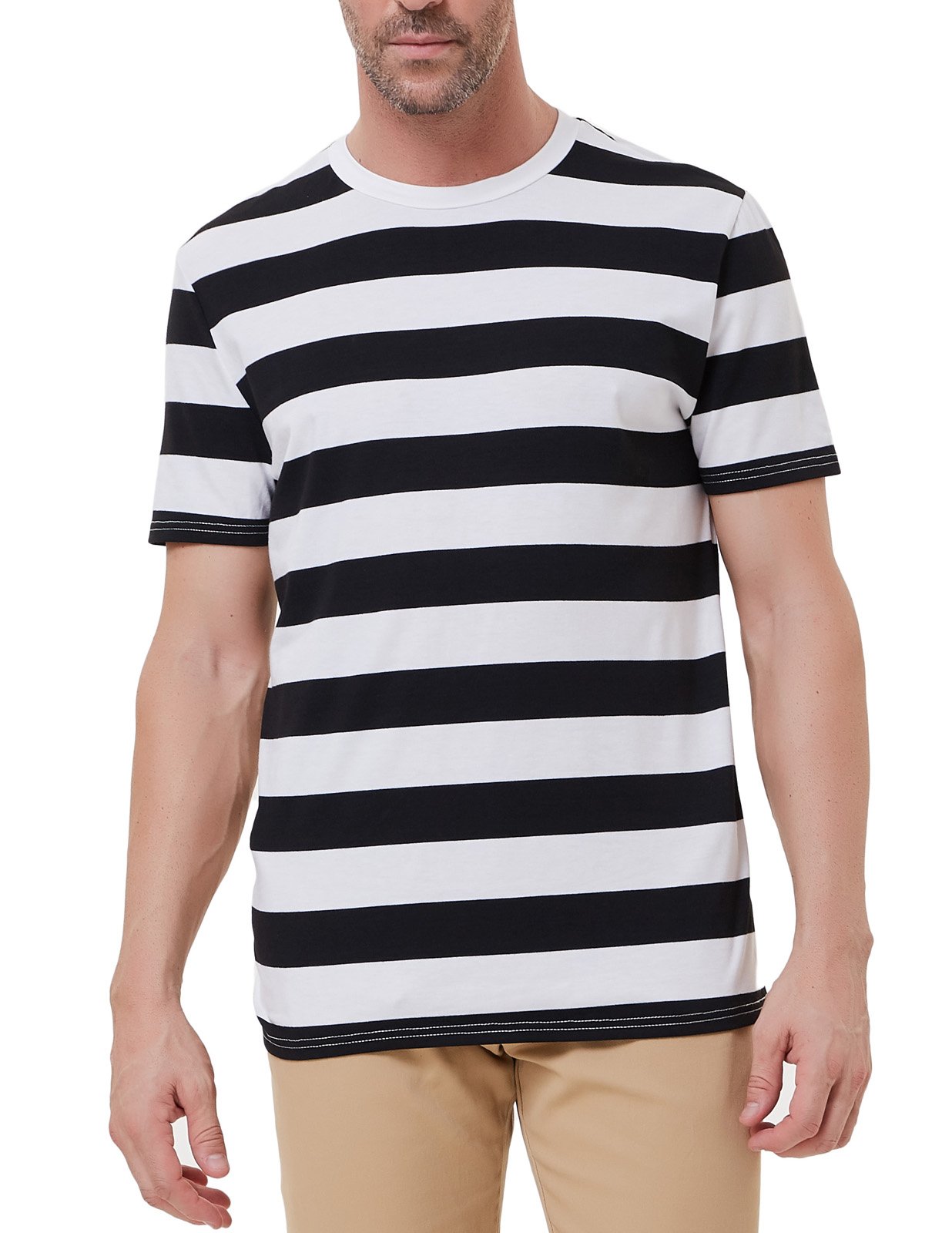 Men's Crewneck Short Sleeve Striped T-Shirt