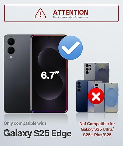 Miniatura 2 de Funda magnética para Samsung Galaxy S25 Edge con soporte, compatible con MagSafe y borde elevado, carcasa protectora de cuerpo completo resistente a