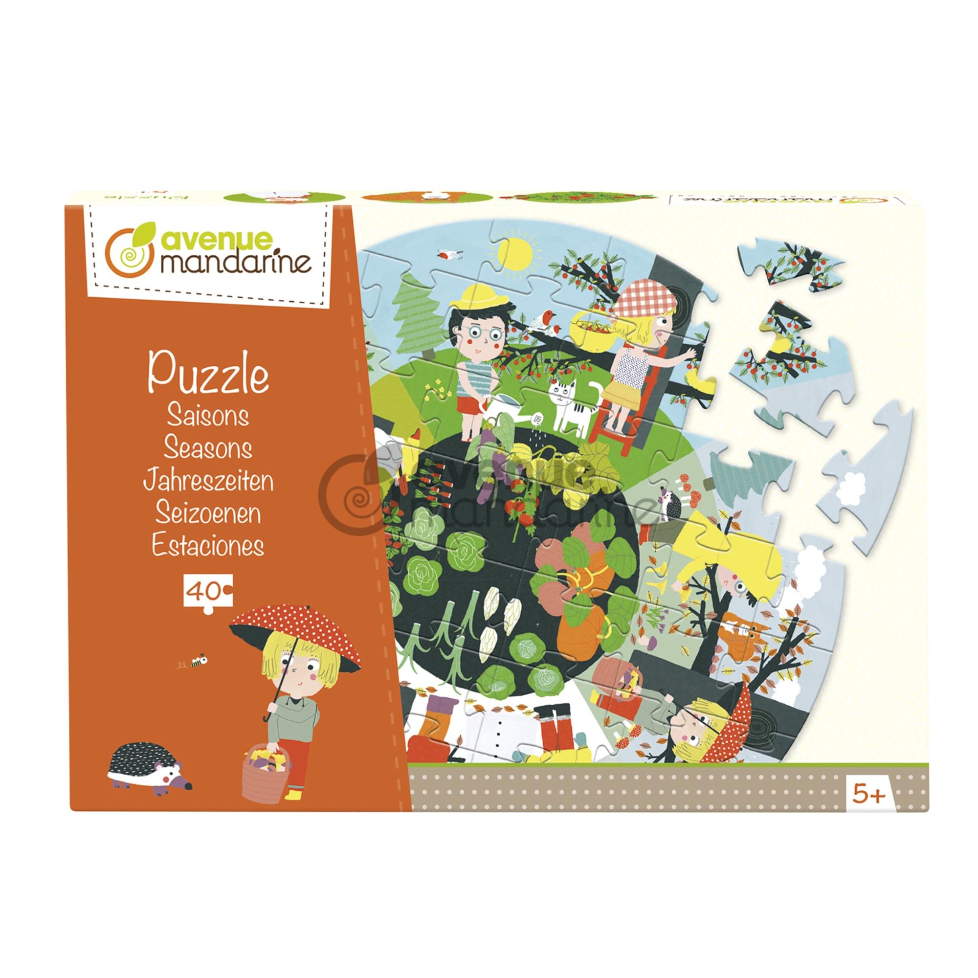 Avenue Mandarine - Ref PU007O - 40-Piece Puzzle for Children - The Seasons - Circular Puzzle, 46 x 46cm, Discover the Seasons & Their Characteristics, Suitable for Ages 5+