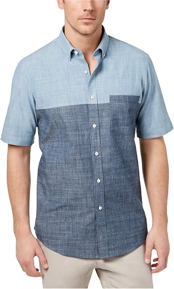 Club Room Mens Chambray Button Up Shirt